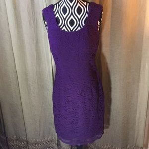 Aqua Dresses Eggplant Lace Overlay Party Dress